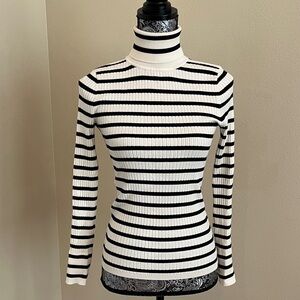 LOFT Black and White Striped Long Sleeve Top Size XS